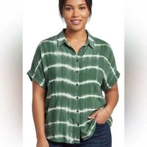 Velvet Heart Forest Green Tie-Dye Button-Down Shirt